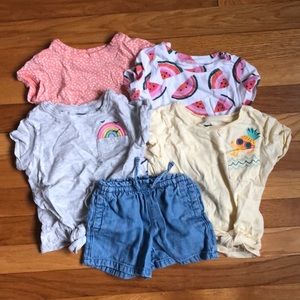 Lot 2T Old Navy Summer Clothes, 4x tees, 1 pair shorts